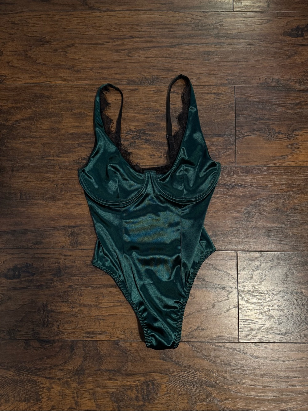 Women’s Emerald Green Satin Bodysuit